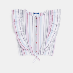 بلوزة مقلمة بها كشكشة،...